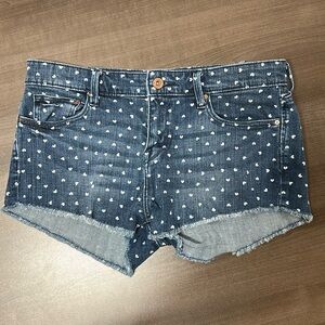 H&M jeans shorts with tiny white hearts, size 6
